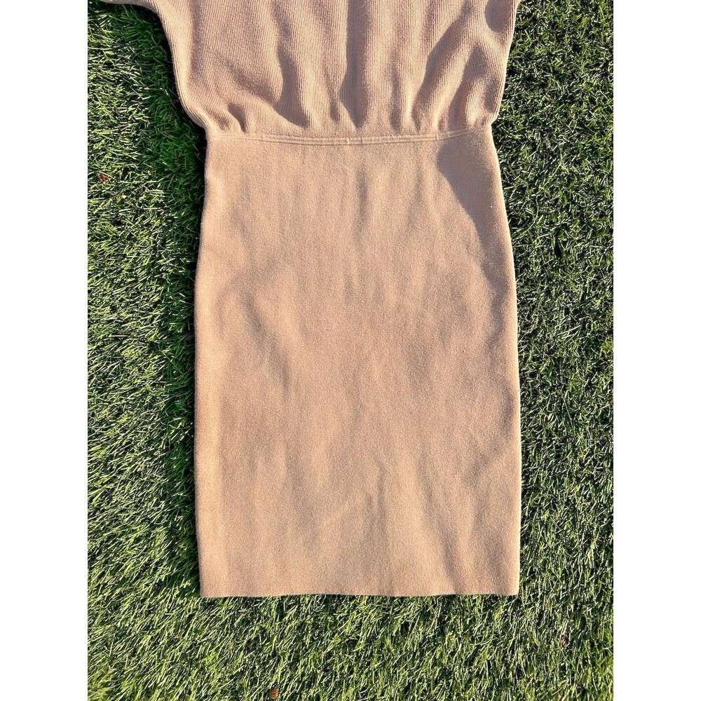 Aritzia Babaton Continent Dress S Gold Camel Boat Neck Dolman Knit Sweater Mini - Picture 9 of 16